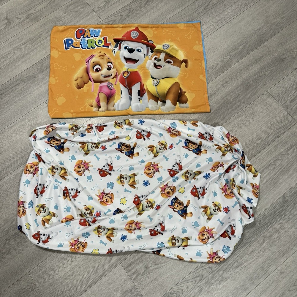 PAW PATROL CRIB  BED SHEET & Reversible PILLOW CASE Nickelodeon
